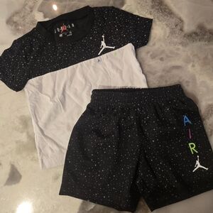 Jordan Kids' Black and White Shorts with Colorful Accents